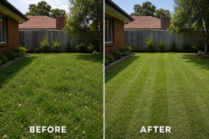 Before and After Lawn Mowing Image